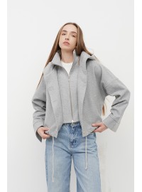 Куртка вовна з каптуром світлий сірий (КУ 16)